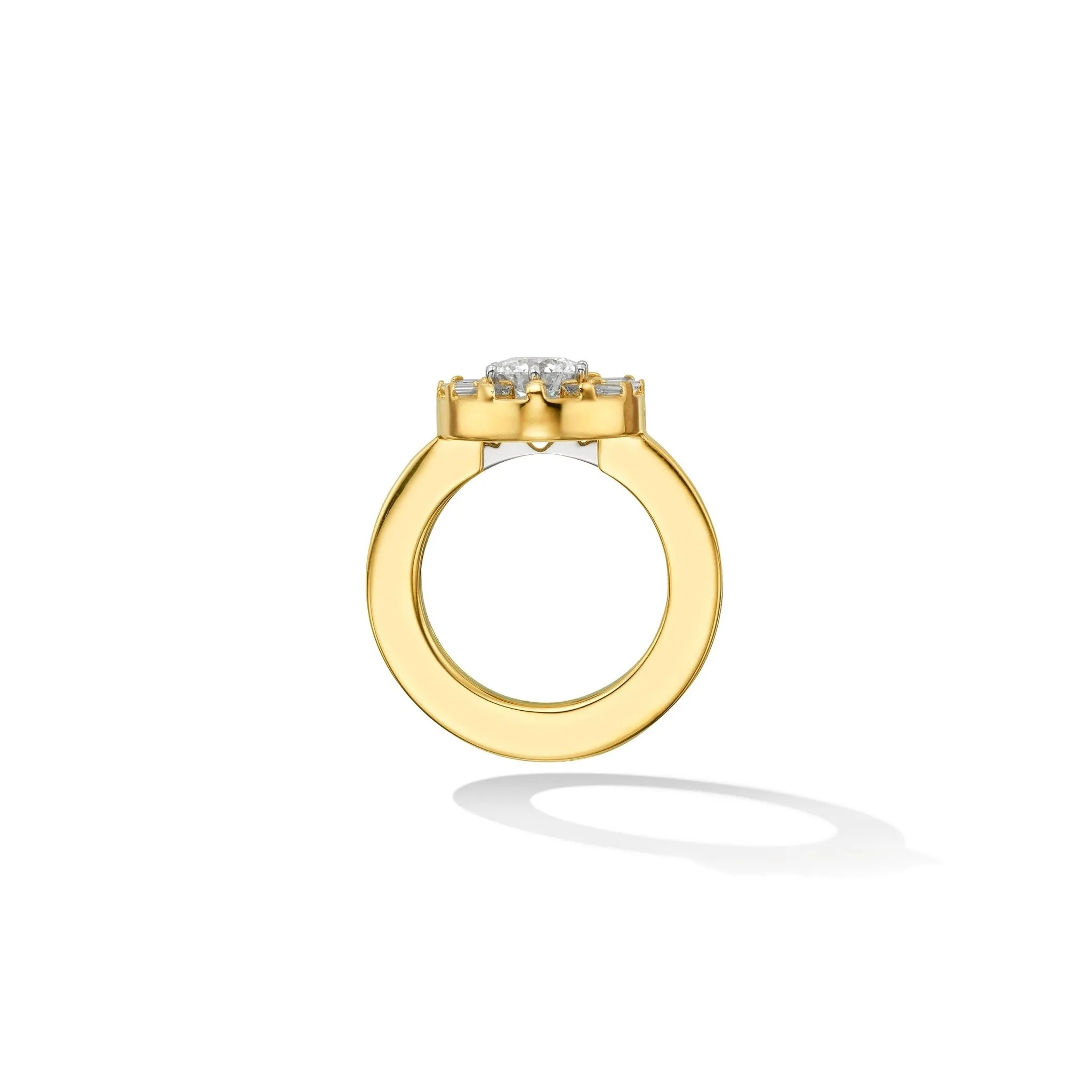 Yellow Gold TU Sole Engagement Ring Enhancer with White Diamonds