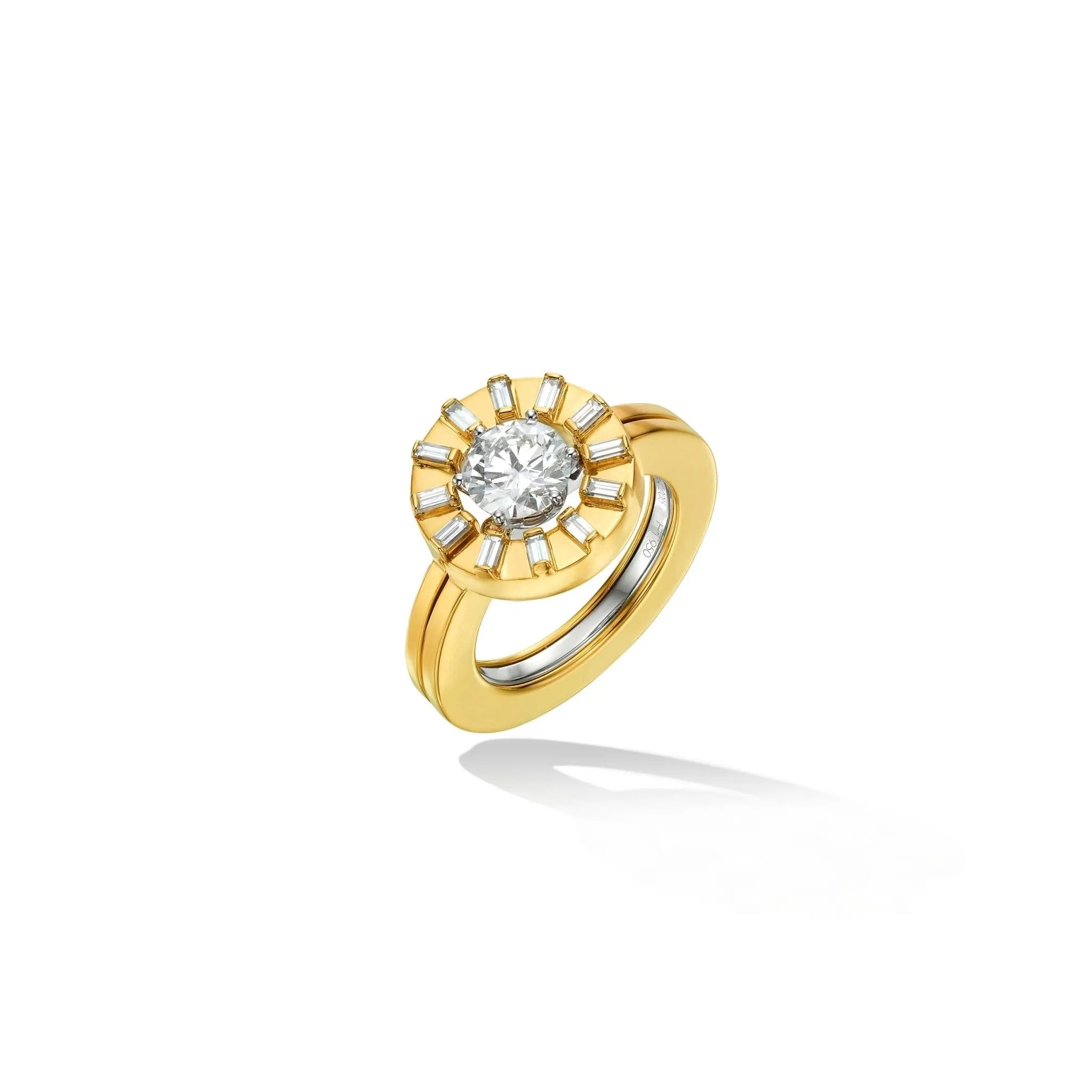 Yellow Gold TU Sole Engagement Ring Enhancer with White Diamonds