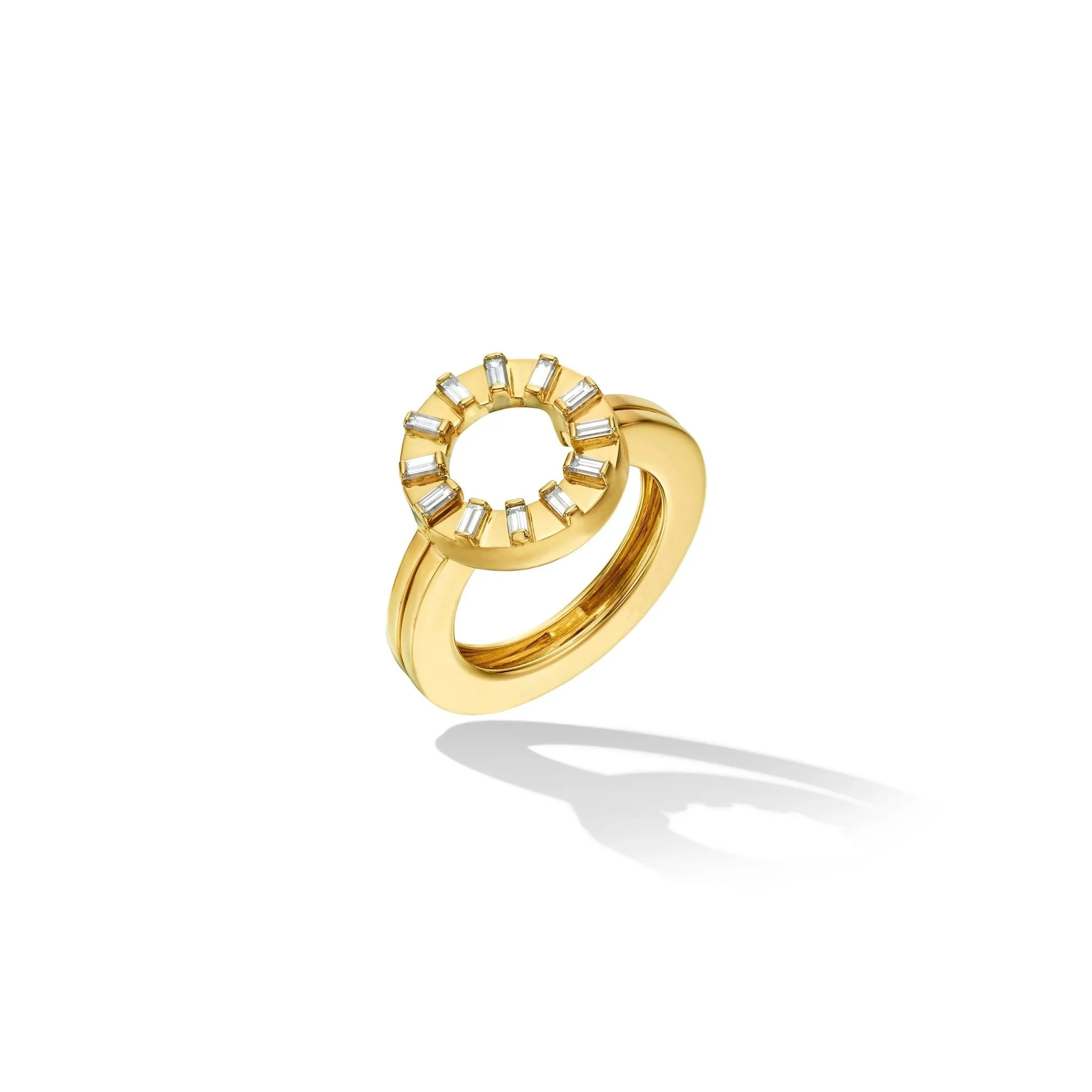 Yellow Gold TU Sole Engagement Ring Enhancer with White Diamonds