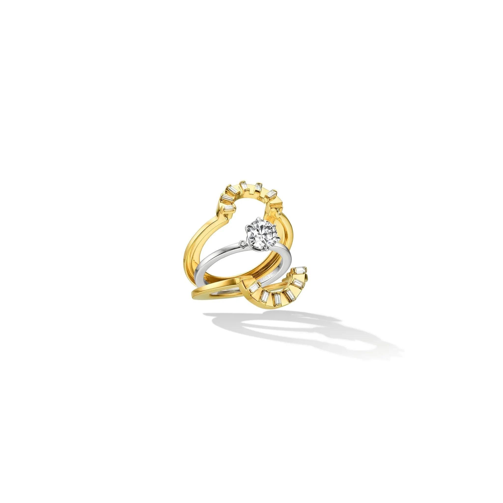 Yellow Gold TU Sole Engagement Ring Enhancer with White Diamonds